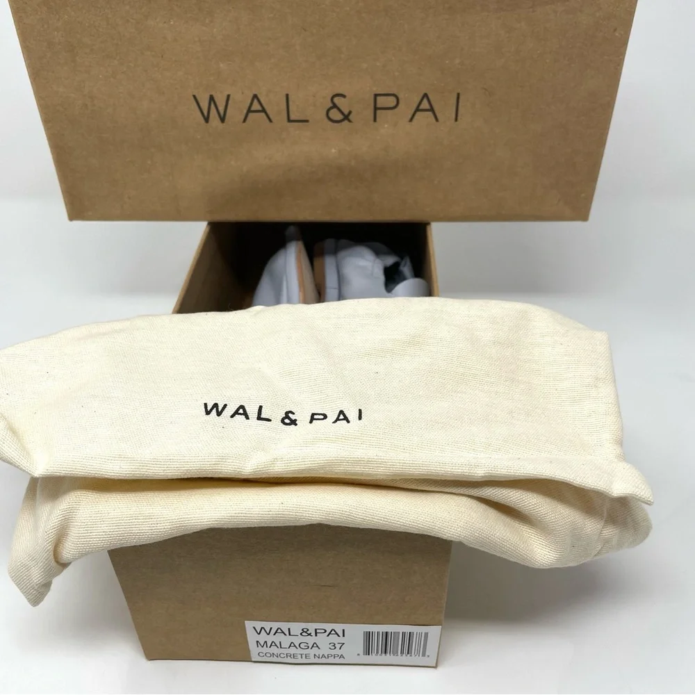 Wal & Pai Malaga Flat Modern Loafer in Concrete Nappa Size 37 New in Box